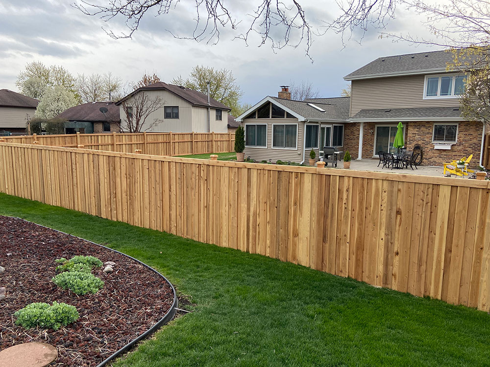 Cedar privacy fence installed in Aurora, Illinois